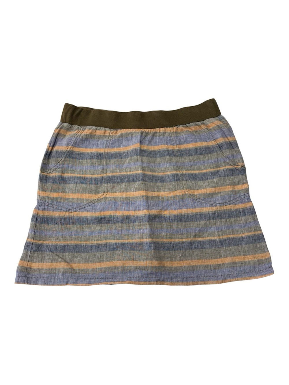 Toad & Co 100% Linen Mini Skirt Striped Women’s Medium Pockets